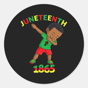Koning Juneteenth Melanine Bruin Huid Jongens Ronde Sticker