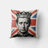 Koning Karel III gooit kussenkussen met kroon Kussen (Achterkant)