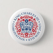 Koning Karel III — officieel ontwerp Ronde Button 5,7 Cm (Voorkant)