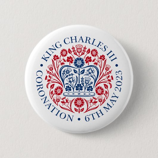 Koning Karel III — officieel ontwerp Ronde Button 5,7 Cm (Voorkant)