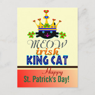 ♫♥Koning-Kat Met Blauwe Ogen St. Patrick's Day Pos Briefkaart