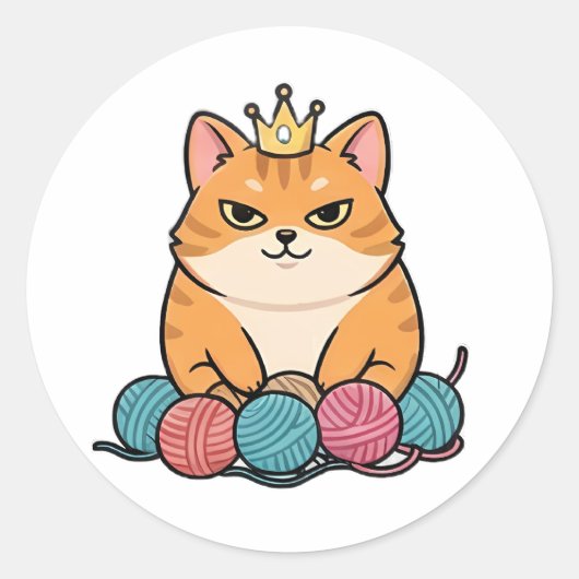 Koning Kat Ronde Sticker (Voorkant)