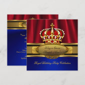 Koning Koningin Red Crown - Koninklijk Blauw - Dag Kaart (Voorkant / Achterkant)