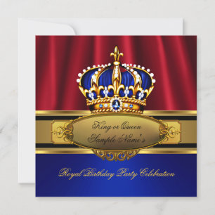 Koning Koningin Rood Koningsblauw Goud Verjaardags Kaart