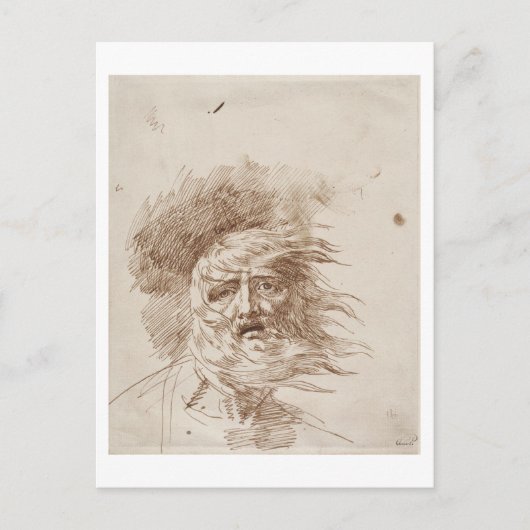 Koning Lear in het Storm (pen en bistre inkt op pa Briefkaart (Voorkant)