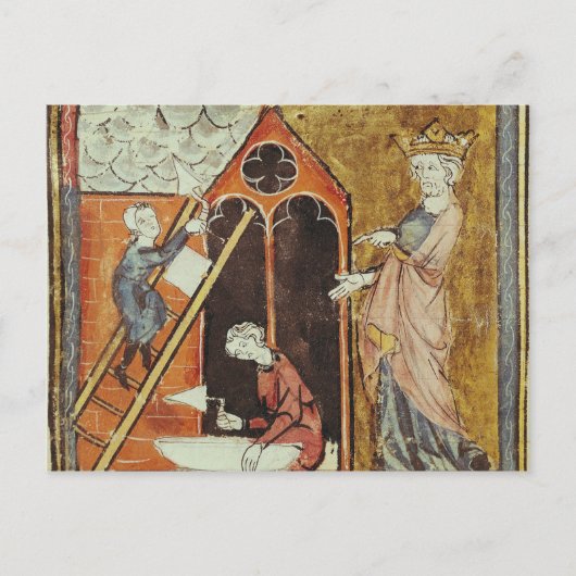 Koning Louis VI De bouw van Briefkaart (Voorkant)