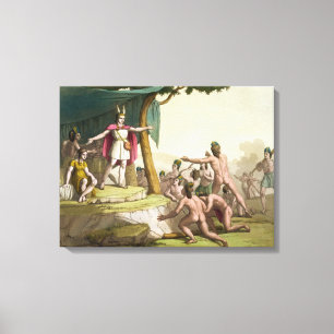 Koning Manco Capac en koningin Coya Mama ontvangen Canvas Afdruk