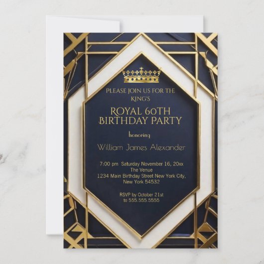 Koning Mans 60e Verjaardagsfeestje Kroon Goud Mari Kaart (Voorkant)