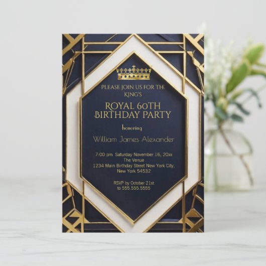 Koning Mans 60e Verjaardagsfeestje Kroon Goud Mari Kaart (Staand voorkant)
