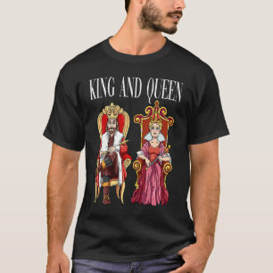 Koning met koningin met kroon op troon t-shirt