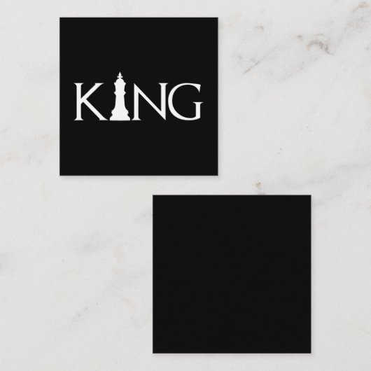 koning met schaakstuk vierkante visitekaartje (Voorkant / Achterkant)