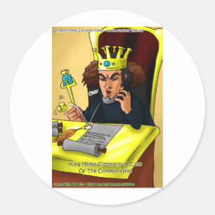 Koning Midas Vangt Gewone Gouden Grappige Cadeau T Ronde Sticker
