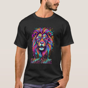 Koning Mode Leeuwen Shirt, Kleurrijk Neon Leeuw Gr T-shirt