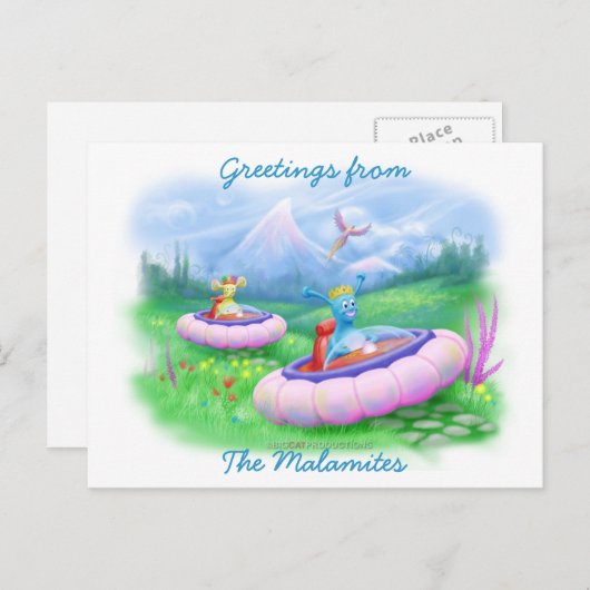 Koning Monty en Prins Marvin op hun Hoversleds Briefkaart (Voorkant / Achterkant)