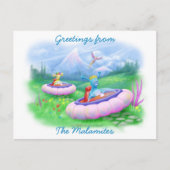 Koning Monty en Prins Marvin op hun Hoversleds Briefkaart (Voorkant)