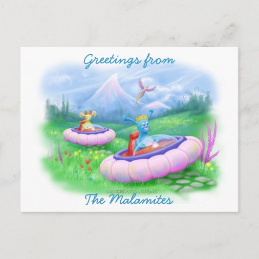 Koning Monty en Prins Marvin op hun Hoversleds Briefkaart (Voorkant)