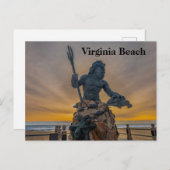 Koning Neptunus in het Virginia Beach Briefkaart (Voorkant / Achterkant)