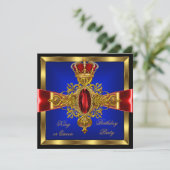 Koning of koningin Royal Blue Birthday Party 2 Kaart (Staand voorkant)