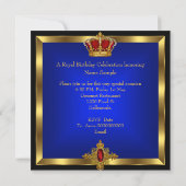 Koning of koningin Royal Blue Birthday Party 2 Kaart (Achterkant)