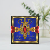 Koning of koningin Royal Blue Birthday Party Kaart (Staand voorkant)
