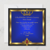 Koning of koningin Royal Blue Birthday Party Kaart (Achterkant)