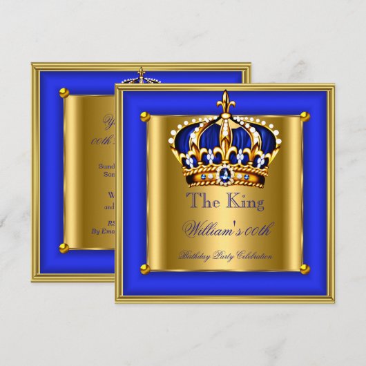 Koning of koningin Royal Blue Crown Birthday Party Kaart (Voorkant / Achterkant)