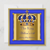 Koning of koningin Royal Blue Crown Birthday Party Kaart (Voorkant)