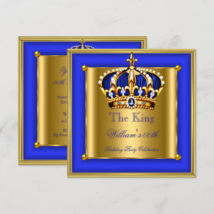 Koning of koningin Royal Blue Crown Birthday Party Kaart