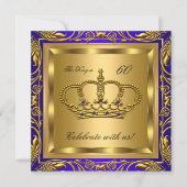 Koning of koningin Royal Blue Gold Birthday Party Kaart (Voorkant)