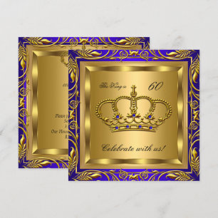 Koning of koningin Royal Blue Gold Birthday Party Kaart