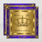 Koning of Koningin Royal Blue Gold Party 2 Kaart (Voorkant / Achterkant)