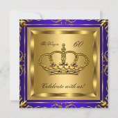 Koning of Koningin Royal Blue Gold Party 2 Kaart (Voorkant)