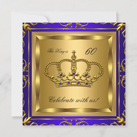 Koning of Koningin Royal Blue Gold Party 2 Kaart (Voorkant)