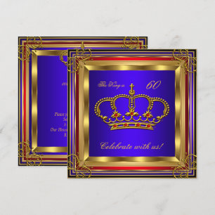 Koning of Prins Royal Blue Red Gold Birthday Party Kaart