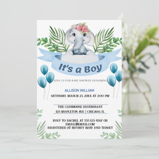 Koning Olifant Kroonprins Viering Kaart (Staand voorkant)