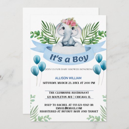 Koning Olifant Kroonprins Viering Kaart (Voorkant / Achterkant)