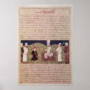 Koning omringd door courtiers poster