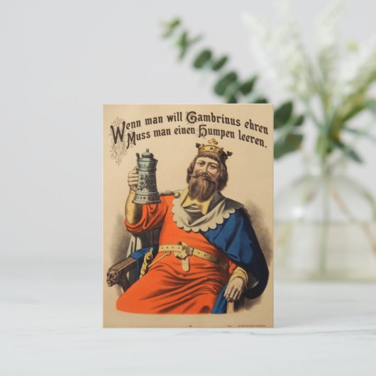  koning op troon met Stein Beer Briefkaart (Staand voorkant)