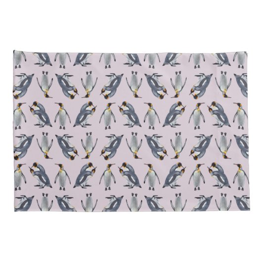 Koning Penguin Frenzy Kussenslopen (Dusty Pink) (Achterkant-Rechts)