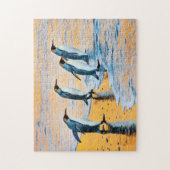 Koning pinguïns in zonsopgang legpuzzel (Verticaal)