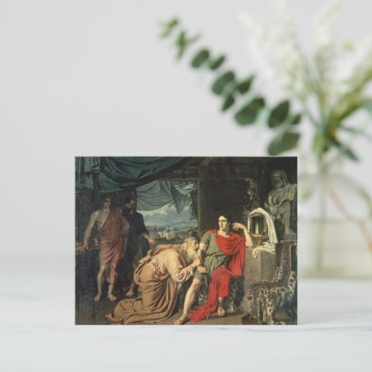Koning Priam smeekt Achilles om terug te keren Briefkaart (Staand voorkant)