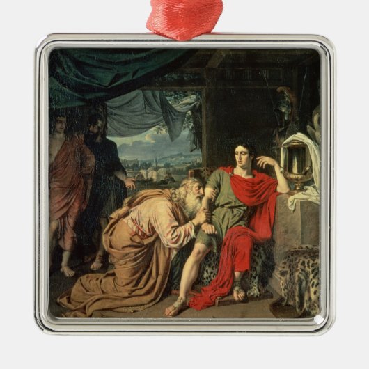 Koning Priam smeekt Achilles om terug te keren Metalen Ornament (Voorkant)