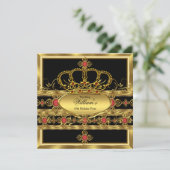 Koning Prince Royal Gold Red Crown Birthday Party Kaart (Staand voorkant)