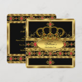 Koning Prince Royal Gold Red Crown Birthday Party Kaart (Voorkant / Achterkant)