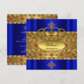 Koning Prins Koningsblauw Goud Rood Kroon Verjaard Kaart (Voorkant / Achterkant)