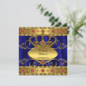 Koning Prins Royal Blue Regal Red Crown Birthday 2 Kaart (Staand voorkant)