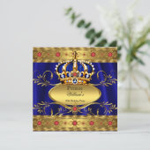 Koning Prins Royal Blue Regal Red Crown Birthday 3 Kaart (Staand voorkant)
