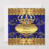 Koning Prins Royal Blue Regal Red Crown Birthday 3 Kaart (Voorkant)