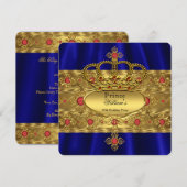 Koning Prins Royal Blue Regal Red Crown Birthday Kaart (Voorkant / Achterkant)