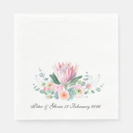 Koning Protea Aquarel Bloemige Elegante Trouw Servet